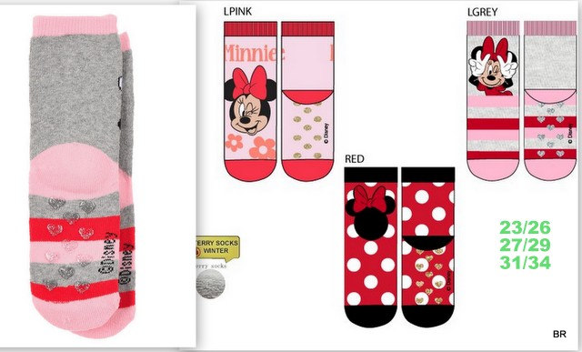 Meias Anti-Derrapantes Minnie ref.HW0625--Pack de 3 pares.
